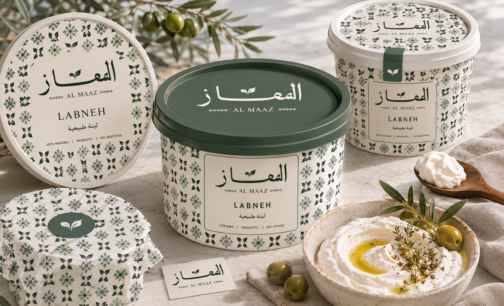 AL MAAZ branded labneh packaging