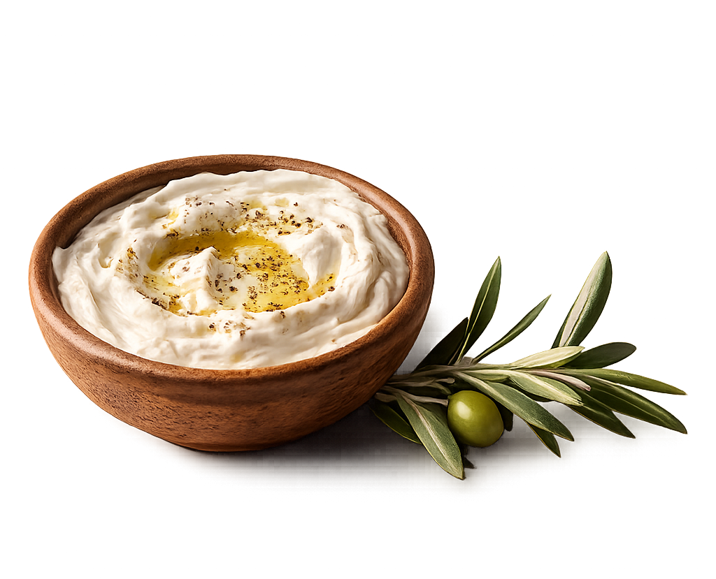 AL MAAZ labneh with olive branch